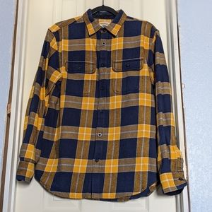Old Navy Yellow/Navy Men's Flannel - Size M